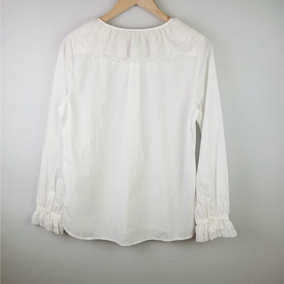 J.Crew SZ S Lace Ruffle Button Up Shirt In White NWT - Picture 5 of 6
